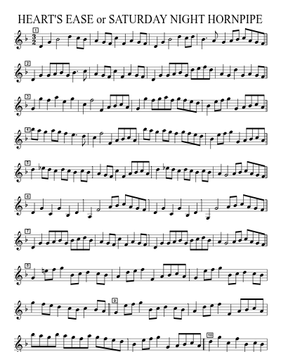 HEART'S EASE or SATURDAY NIGHT HORNPIPE (Version 2)