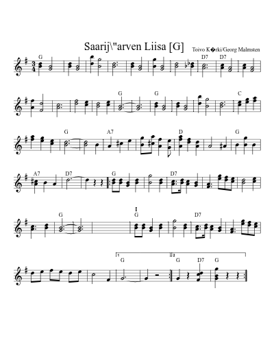 Saarij\"arven Liisa   [G] (Version 4) sheet music preview