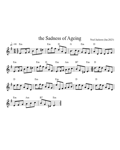the Sadness of Ageing sheet music preview