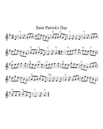 Saint Patrick's day (Version 9) sheet music preview