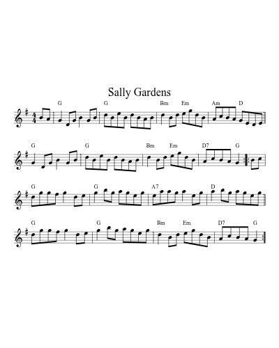 Sally Gardens (Version 8) sheet music preview