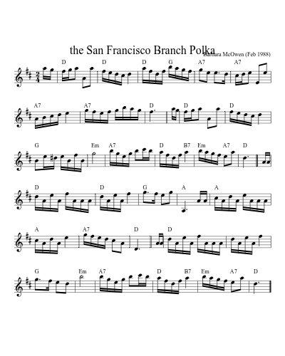 the San Francisco Branch Polka (Version 4) sheet music preview