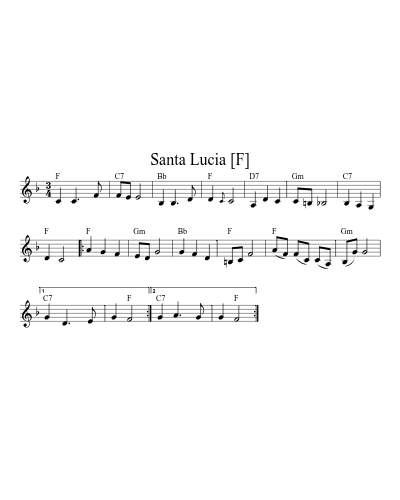Santa Lucia [F] sheet music preview