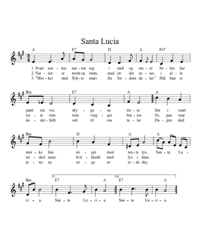 Santa Lucia (Version 3) sheet music preview
