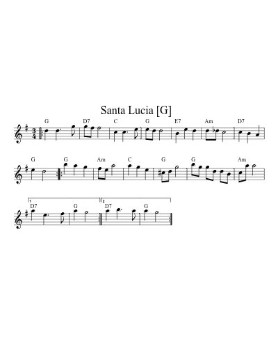 Santa Lucia   [G] (Version 4) sheet music preview