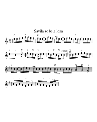 Savila Se Bela Loza (Version 6) sheet music preview