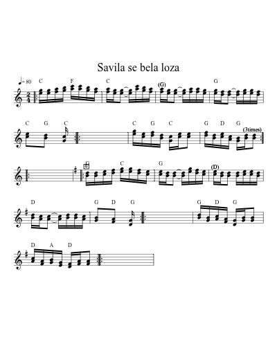 Savila Se Bela Loza (Version 7) sheet music preview