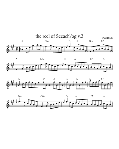 the reel of Sceach\'og v.2 (Version 2) sheet music preview