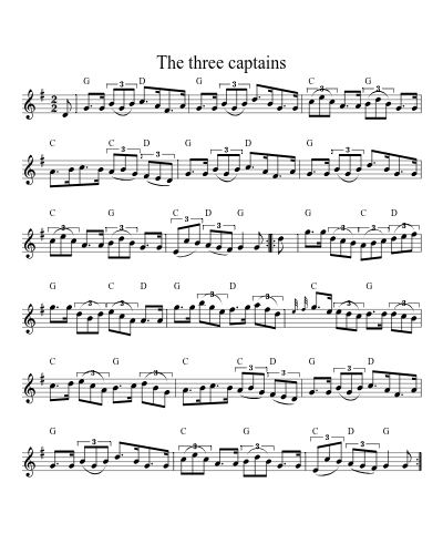 The three captains sheet music preview