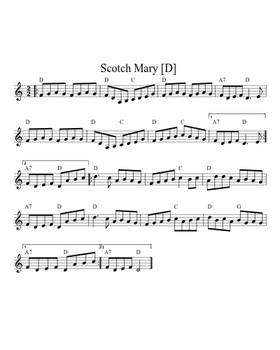Scotch Mary  [D] (Version 2) sheet music preview