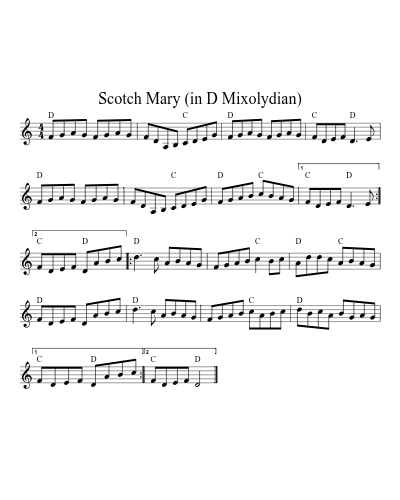 Scotch Mary (in D Mixolydian) sheet music preview