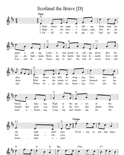 Scotland the Brave   [A] (Version 2)