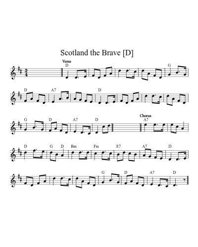 Scotland the Brave   [D] (Version 2)