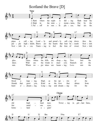Scotland the Brave    [D] (Version 3)