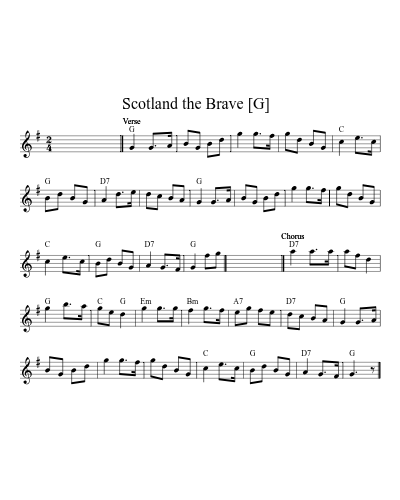 Scotland the Brave   [G] (Version 5)