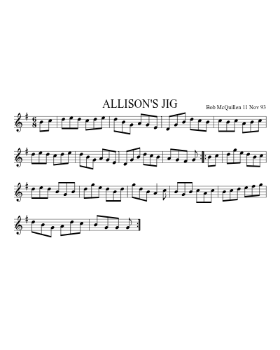 ALLISON'S JIG sheet music preview
