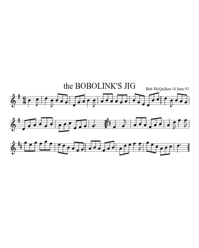 the BOBOLINK'S JIG sheet music preview