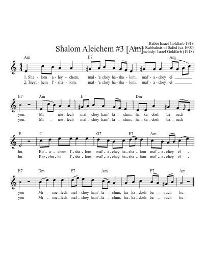 Shalom Aleichem #3   [Am] (Version 2)