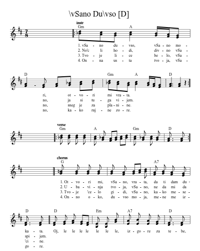 \vSano Du\vso  [D] (Version 15) sheet music preview