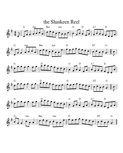 The Shaskeen Reel (Version 2) sheet music preview