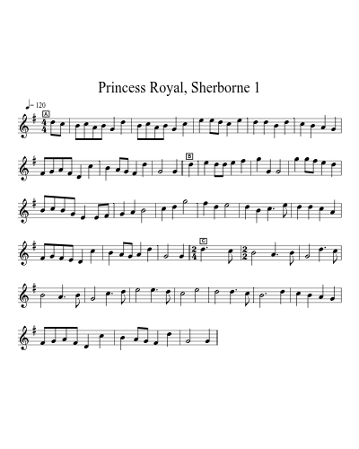 Princess Royal, Sherborne 1 sheet music preview