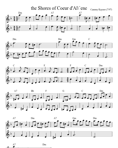 the Shores of Coeur d'Al\`ene (Version 3) sheet music preview