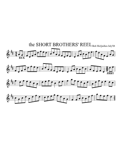 the SHORT BROTHERS' REEL (Short Brothers Reel)