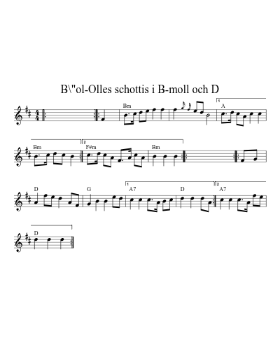 B\"ol-Olles schottis i B-moll och D (Version 7) sheet music preview