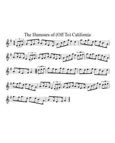 The Humours of (Off To) California sheet music preview