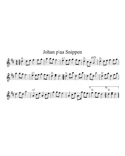 Johan p\aa Snippen (Version 4) sheet music preview