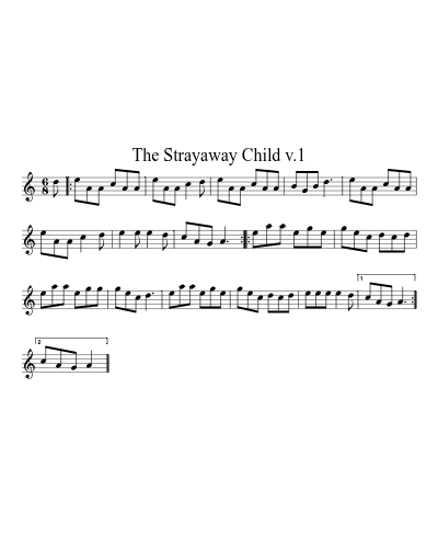 The Strayaway Child v.1 sheet music preview