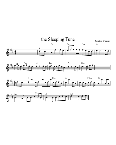the Sleeping Tune sheet music preview