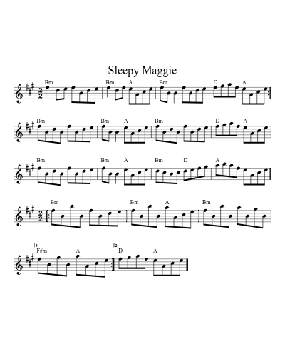 Sleepy Maggie (Version 7) sheet music preview