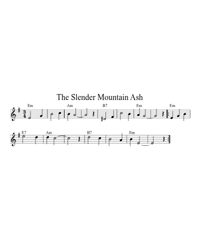 The Slender Mountain Ash sheet music preview