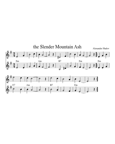 The Slender Mountain Ash (Version 4) sheet music preview