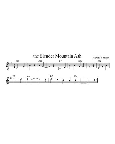 The Slender Mountain Ash (Version 5) sheet music preview
