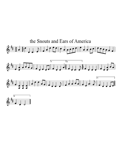 the Snouts and Ears of America sheet music preview