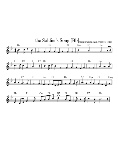 the Soldier's Song    [G] sheet music preview