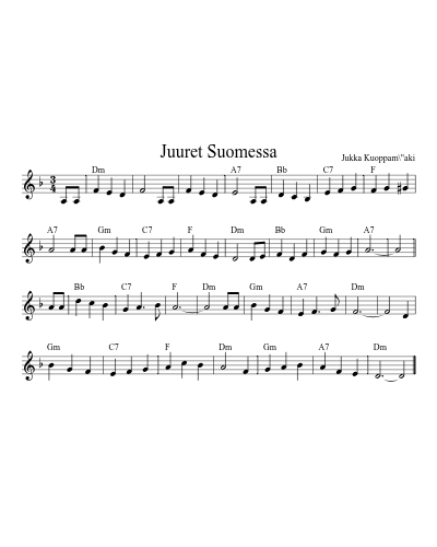 Juuret Suomessa (Song2) sheet music preview