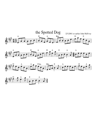 the Spotted Dog (Version 2) sheet music preview