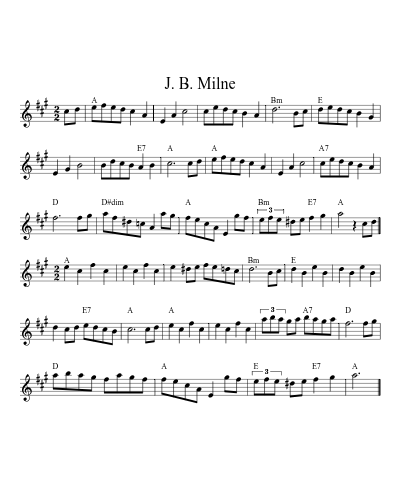 J. B. Milne (Version 8) sheet music preview
