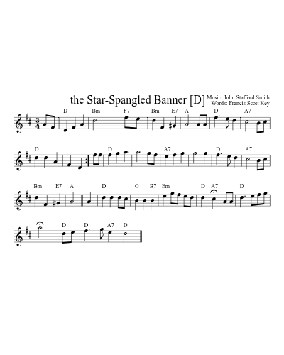 The Star-Spangled Banner    [D] (Version 2)