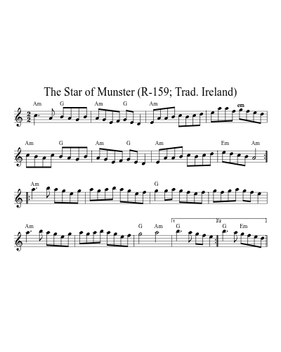 The Star of Munster (R-159; Trad. Ireland) sheet music preview