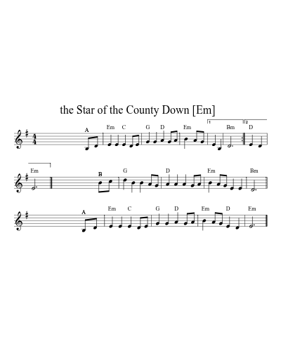 the Star of the County Down   [Am] (Star Of The County Down) sheet music preview