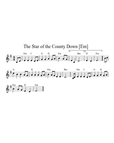 The Star of the County Down   [Em] (Version 2) sheet music preview