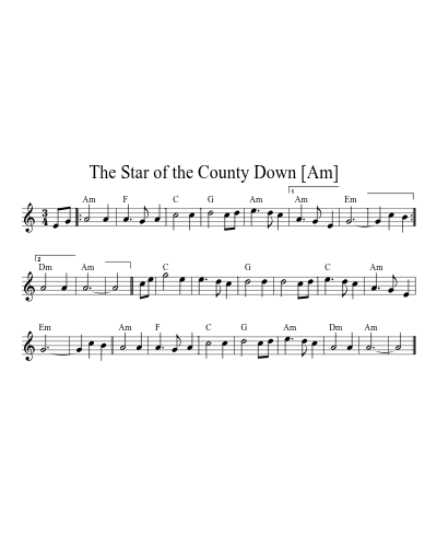 the Star of the County Down   [Am] (Version 5) sheet music preview