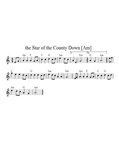 the Star of the County Down   [Am] (Version 6) sheet music preview