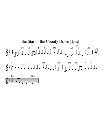 the Star of the County Down   [Dm] sheet music preview