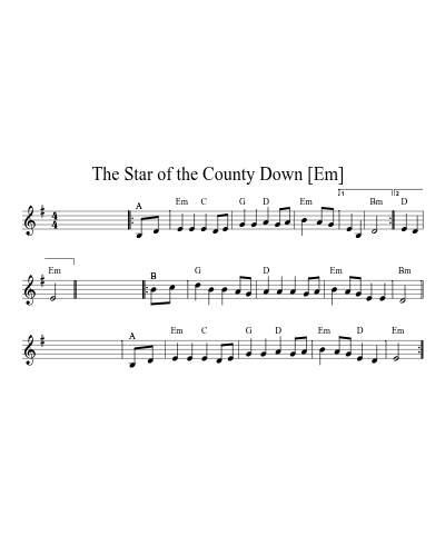 The Star of the County Down   [Em] (Version 5) sheet music preview