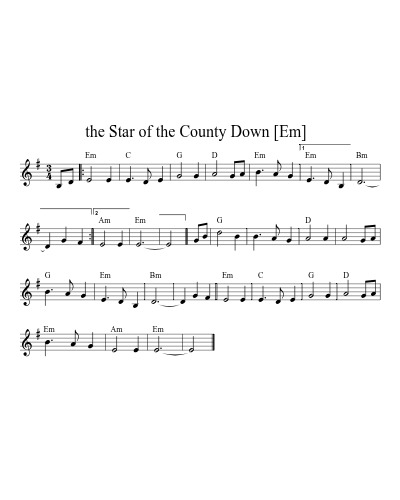 The Star of the County Down   [Em] (Version 6)